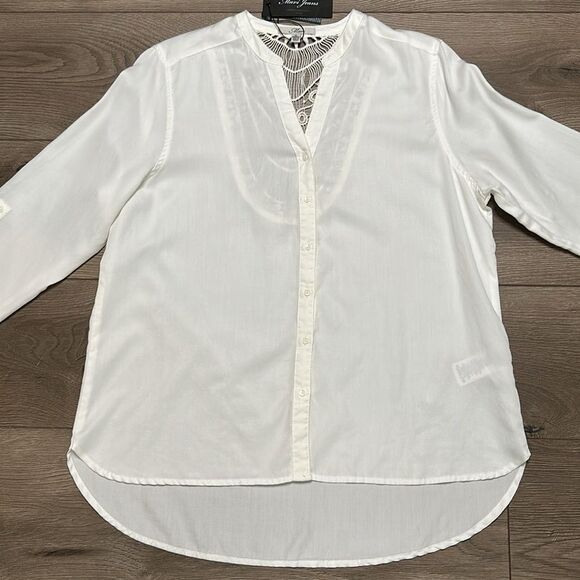 Mavi White Long Sleeve Button Up Roll Up Sleeve Embroidered Shirt Size XL‎ - Picture 2 of 12